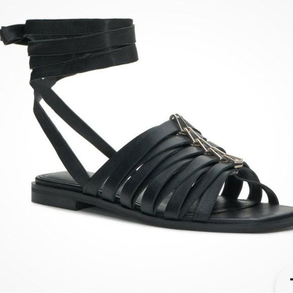 VINCE CAMUTO STRAPPY BLACK GLADIATOR LACE UP SANDALS SIZE 7.5 NEW - Picture 9 of 15